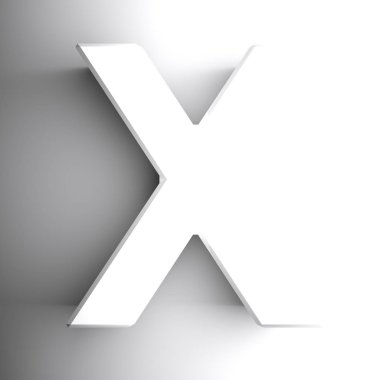 Beyaz renkli X harfi, beyaz arka plan üzerinde izole - 3d render illüstrasyon