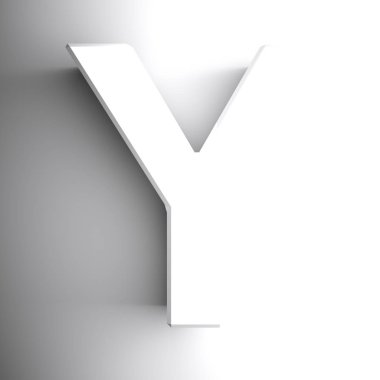 Beyaz renkli Y harfi, beyaz arka plan üzerinde izole - 3d render illüstrasyon