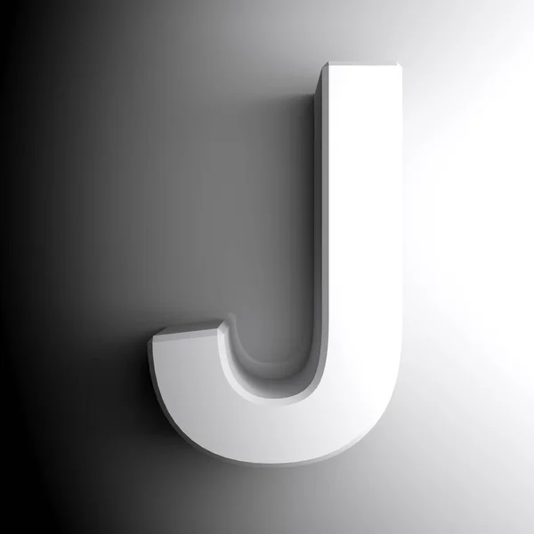 文字Jは 白色で 白い背景に分離 3Dレンダリングイラスト — ストック写真