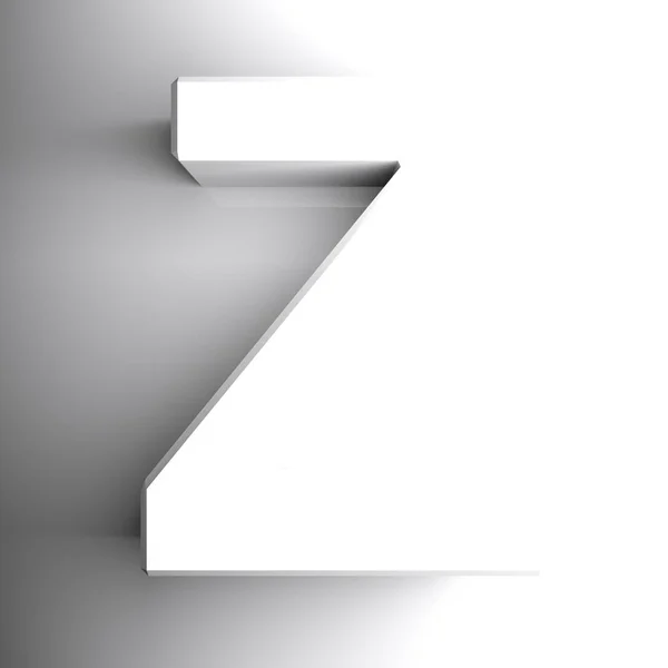 文字Zは 白色で 白い背景に分離 3Dレンダリングイラスト — ストック写真