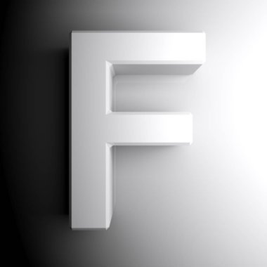 F harfi, beyaz renkli, beyaz arka plan üzerinde izole - 3d render illüstrasyon