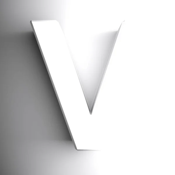 文字V 白色で 白い背景に分離 3Dレンダリングイラスト — ストック写真