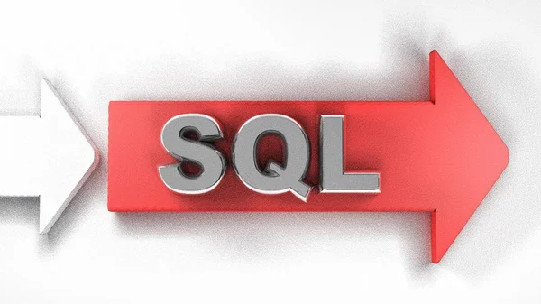 Uma Seta Vermelha Com Sql Escrito Isolado Fundo Branco Ilustração — Fotografia de Stock