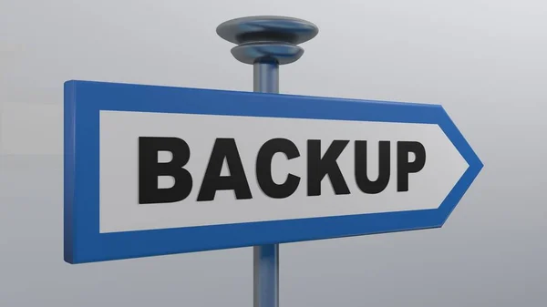 Blå Street Arrow Skylt Med Skriva Backup Rendering Illustration — Stockfoto