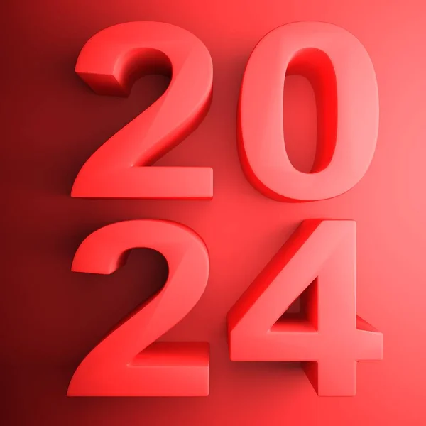 Ein Quadratisches Symbol Mit Der Jahreszahl 2024 Rot Auf Blau — Stockfoto