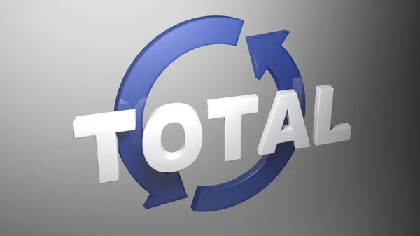 Write Total Two Blue Rotating Arrows Rendering Illustration — Stock Photo, Image