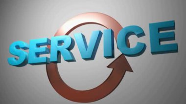 Kırmızı dönen oklar ile hizmet - 3d render illüstrasyon