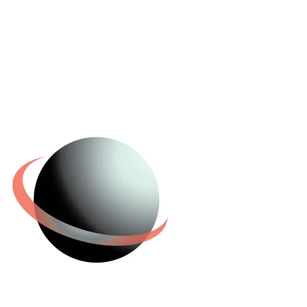 Logotipo Con Planeta Gris Que Tiene Anillo Rojo Imagen Vectorial — Vector de stock