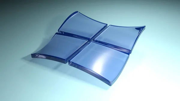 Fundo Abstrato Com Quatro Quadrados Vidro Azul Acenando Uma Superfície — Fotografia de Stock