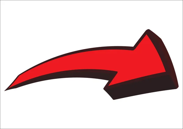 Красная Стрелка Черной Границей Указывающая Направо Изолированная Белом Фоне Экструдированная — стоковый вектор