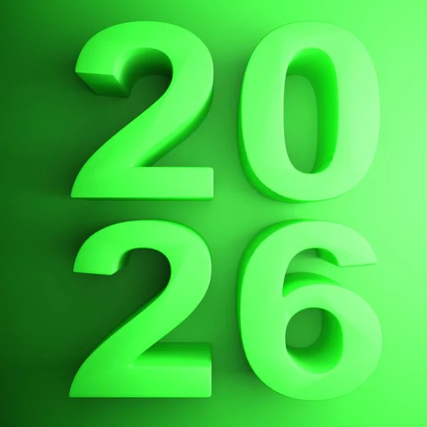 Квадратна Ікона 2026 Року Написана Зеленим Кольором Зеленому Ілюстрація — стокове фото
