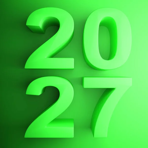 Icona Quadrata Con Anno 2027 Scritta Verde Verde Illustrazione Rendering — Foto Stock