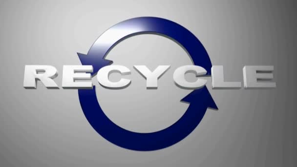 Recycling mit rotierenden Pfeilen - 3D-Rendering-Illustration Videoclip — Stockvideo