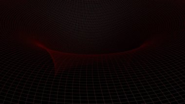 Siyah arka plan üzerinde kırmızı çizgilerle izlenen kırmızı matematiksel yüzey - 3d render illüstrasyon