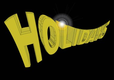 Siyah bir arka plan üzerinde, perspektif, sarı 3d ekstrüzyon karakterleri Tatil yazmak - Vektör