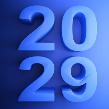Yeşil üzerine mavi yazılmış 2028 yılı ile kare simgesi - 3d render illüstrasyon