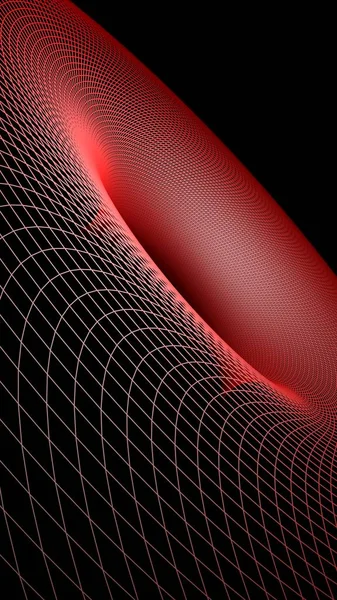 Красная Математическая Поверхность Зелеными Линиями Черном Фоне Рендеринг Иллюстрация — стоковое фото