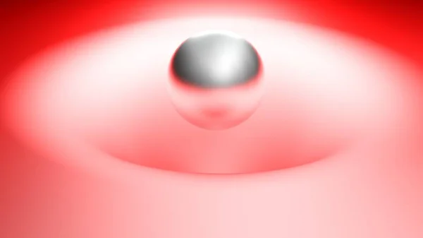 Ана Абстрактное Изображение Металлической Хромированной Сферой Погруженной Среду Красного Клея — стоковое фото