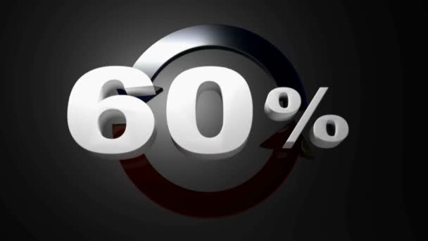 50% с синими и красными вращающимися стрелками - 3D рендеринг видеоклипа — стоковое видео