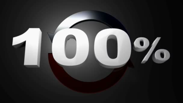 100% with blue and red rotating arrows - 3D rendering videoclip — Stock Video