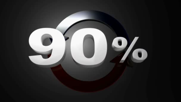 90% com setas giratórias azuis e vermelhas - renderização 3D videoclip — Vídeo de Stock