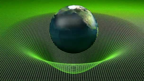 Planet Earth over a green grid on black background - 3D rendering videoclip — Stock Video