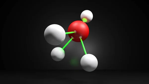 Struktura Modelu Ch4 Metan Odizolowana Czarnym Tle Ilustracja Renderowania — Zdjęcie stockowe