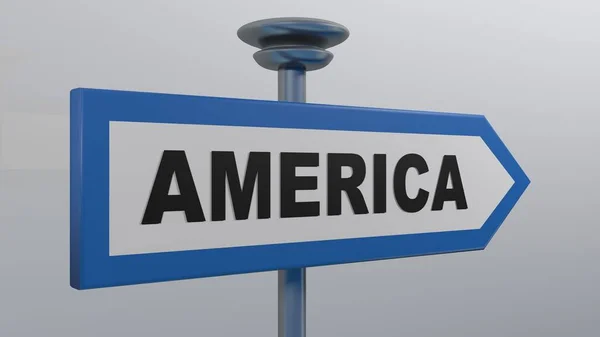 Blue Arrow Street Sign Write America Rendering Illustration — Stock Photo, Image