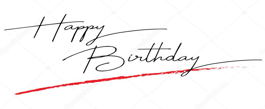 The handwritten Happy Birthday with a red underline, isolated on white background - Vector file