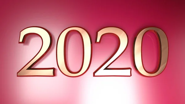 Write 2020 Shiny Metallic Copper Digits Laying Glossy Metallic Red — Stock Photo, Image