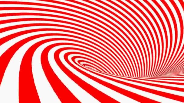 Fundo espiral vermelho e branco renderização 3D videoclip — Vídeo de Stock