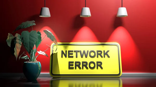 Een Geel Rechthoekig Bord Met Zwarte Schrijven Network Error Staat — Stockfoto