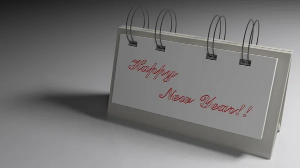 Message Holder White Glossy Table Has Write Happy New Year — Stock Photo, Image