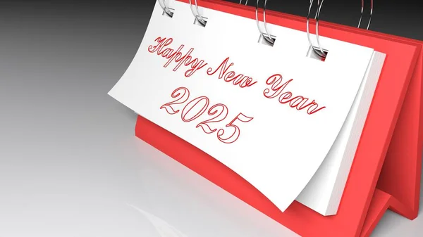 Portacandele Tavolo Bianco Lucido Scritta Happy New Year 2025 Sulla — Foto Stock