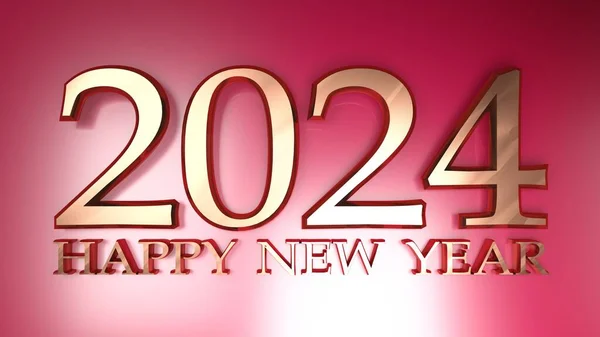 Напис 2024 Щасливий Новий Рік Блискучими Металевими Мідними Цифрами Покладені — стокове фото