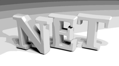 Beyaz yüzeyde gri harflerle NET - 3B resimleme