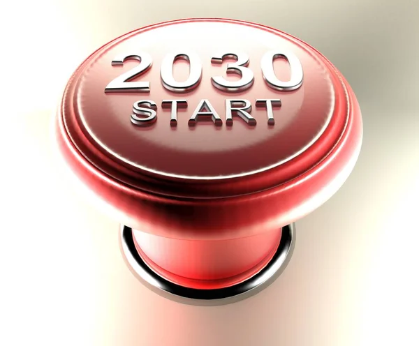 2030 Inicio Pulsador Rojo Emergencia Ilustración Renderizado — Foto de Stock