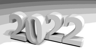 Gri arkaplanda 2022 gri yazı - 3D resimleme