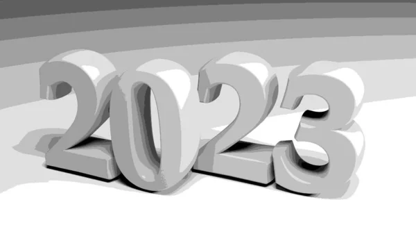 2023 Grijs Schrijven Grijze Achtergrond Weergave Illustratie — Stockfoto