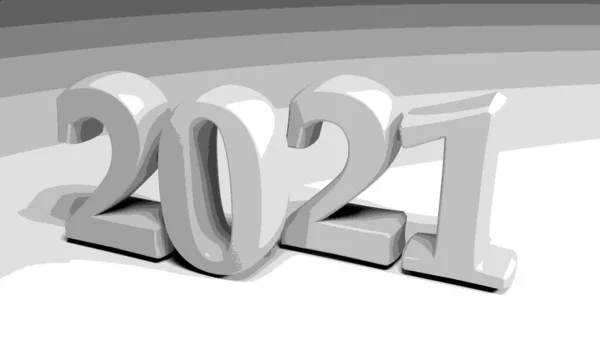 2021 Gray Write Gray Background Rendering Illustration — Stock Photo, Image