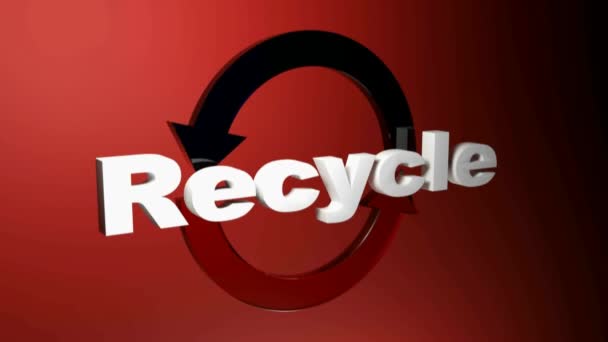 Write Recycle Front Blue Red Turning Arrows Red Background Rendering — Stock Video