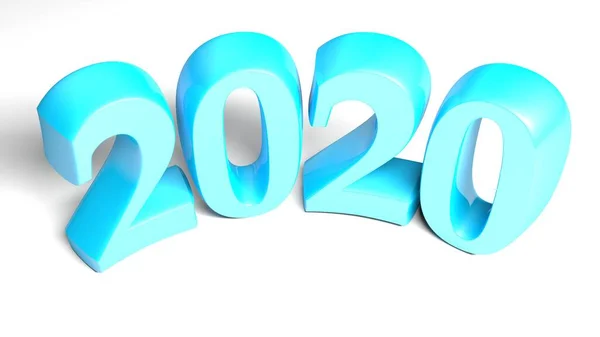 2020 Azul Doblado Escribir Aislado Sobre Fondo Blanco Ilustración Representación —  Fotos de Stock
