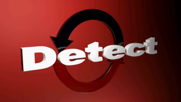 Write Detect Front Rotating Arrows Red Background Rendering Video Clip — Stockvideo