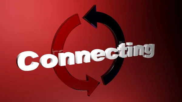 Connecting Write Rotating Arrows Red Background Rendering Illustration — 图库照片