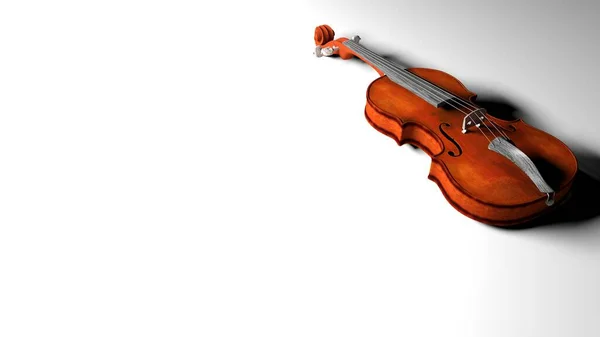 Violin Laying White Surface Rendering Illustration — ストック写真