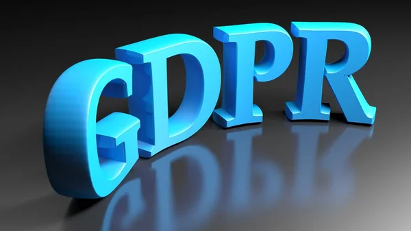 Gdpr Blå Skriva Svart Glänsande Skrivbord Rendering Illustration — Stockfoto