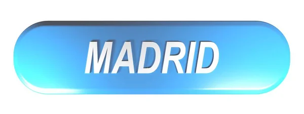 Modré Zaoblené Tlačítko Madrid Vykreslování — Stock fotografie