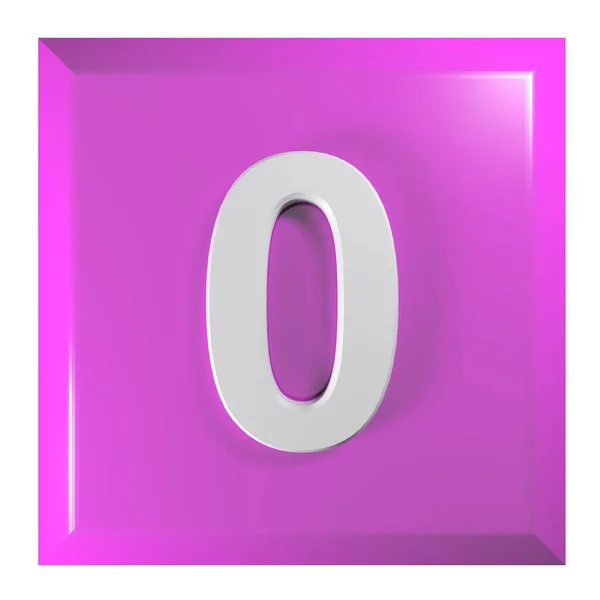 Nummer Paars Roze Vierkant Knopje Witte Achtergrond Weergave Illustratie — Stockfoto