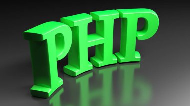 PHP yeşil eğimli yazma siyah arkaplan üzerinde izole - 3B resimleme