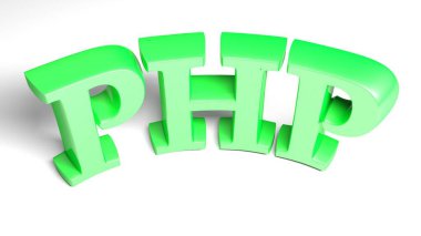 PHP yeşil eğimli yazma beyaz arkaplanda izole edildi - 3B görüntüleme